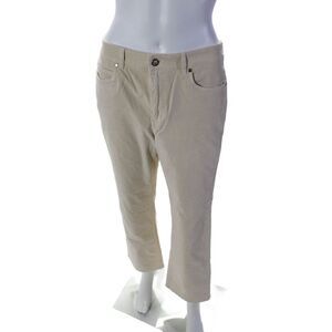 JMCL Womens Cotton Soft Textured Zipped Button Straight Wide Pants Beige Size 6